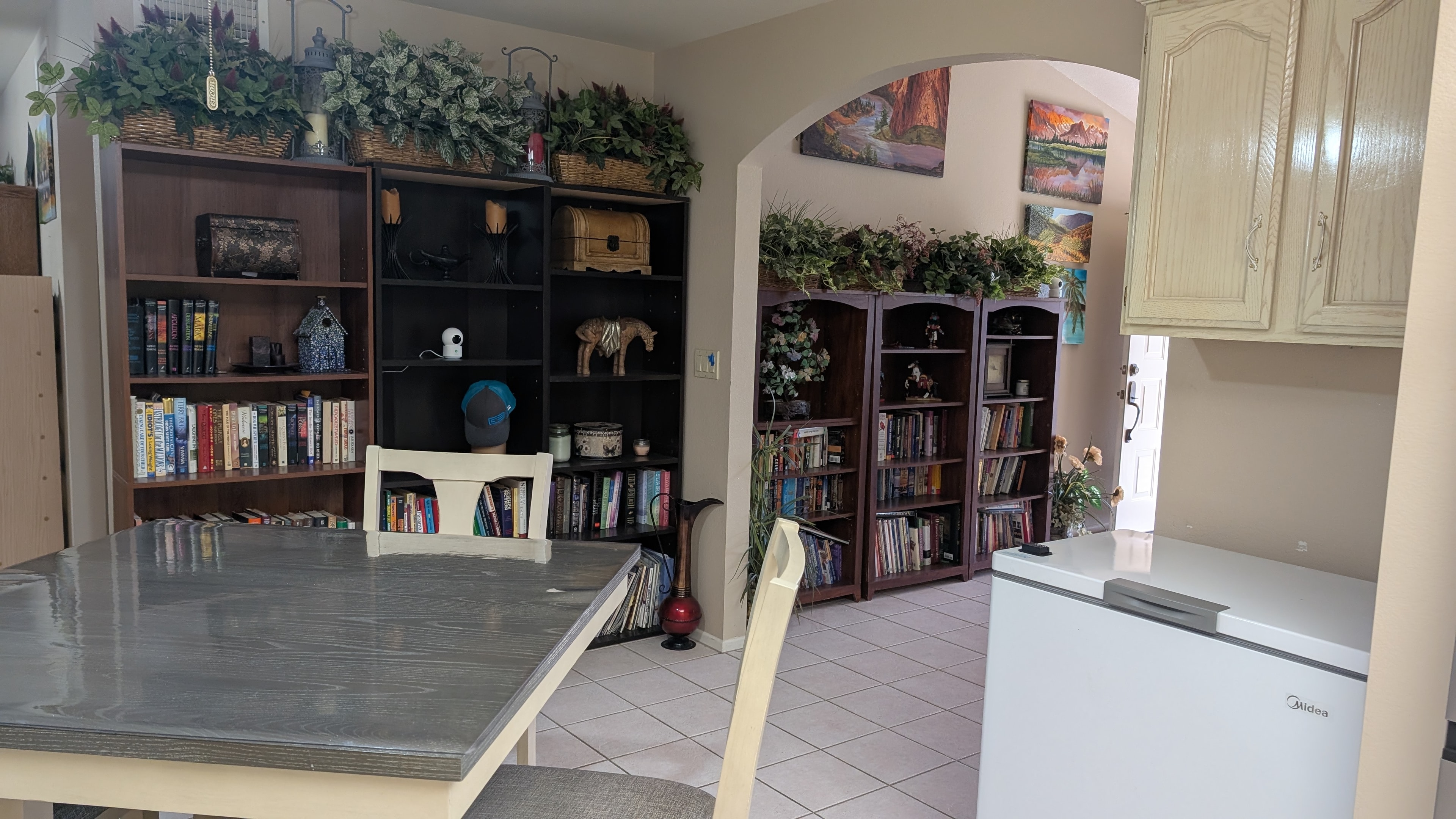 Kitchen with cream cabinets at Waypoint House